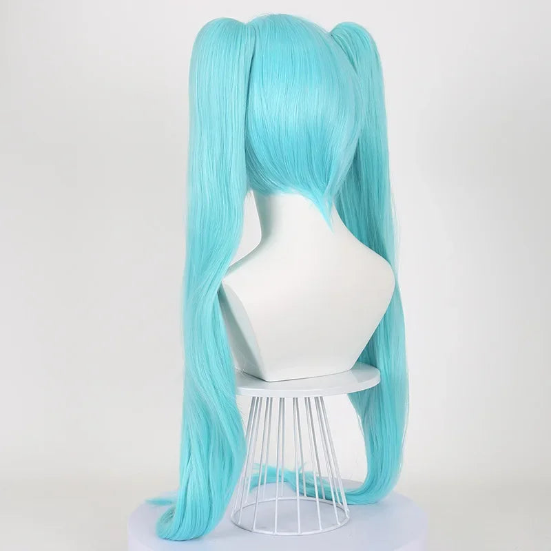 Super Long Synthetic Wigs with Bangs for Women Water Wave Halloween Anime Hatsune Miku Cosplay Natural Hair Wig Heat Resistant