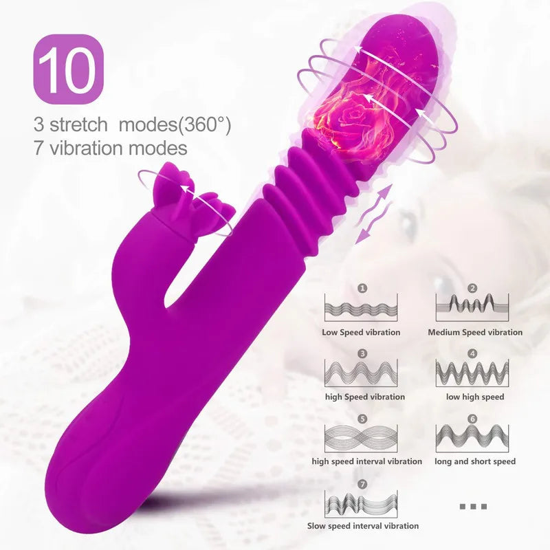 Stoßender Dildovibrator, automatischer G-Punkt-Vibrator mit Saugnapf, Sexspielzeug für Frauen, freihändiger Sexspaß, Analvibrator für den Orgasmus