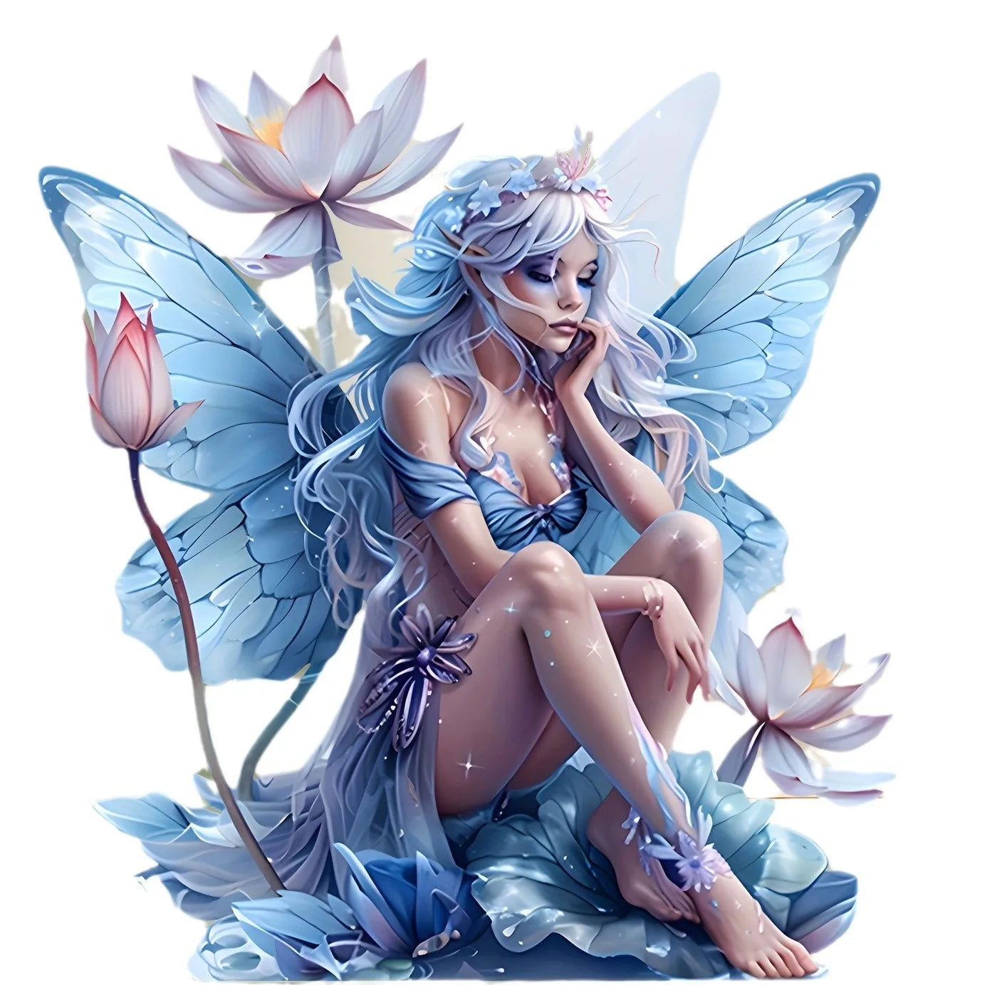 Acryl-Aufsteller mit Fee, kristallklare 2D-Engelsflügel als Regaldekoration, süße, verträumte Zimmerdekoration für Mädchen, Kawaii-Fantasy-Geschenk