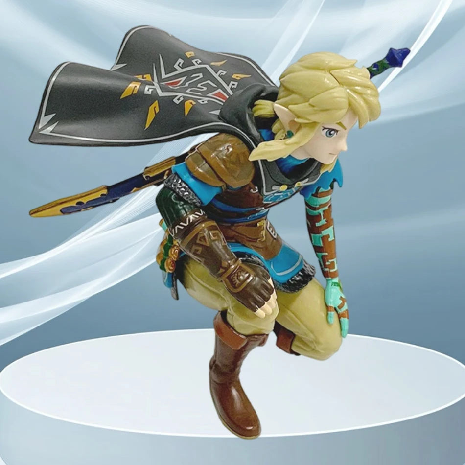 Anime 12cm Legend Of Zelda Link Kingdom Of Tears Hockposition Figur Statue Spiel Pvc Handheld Modelle Spielzeug Ornamente Geschenke