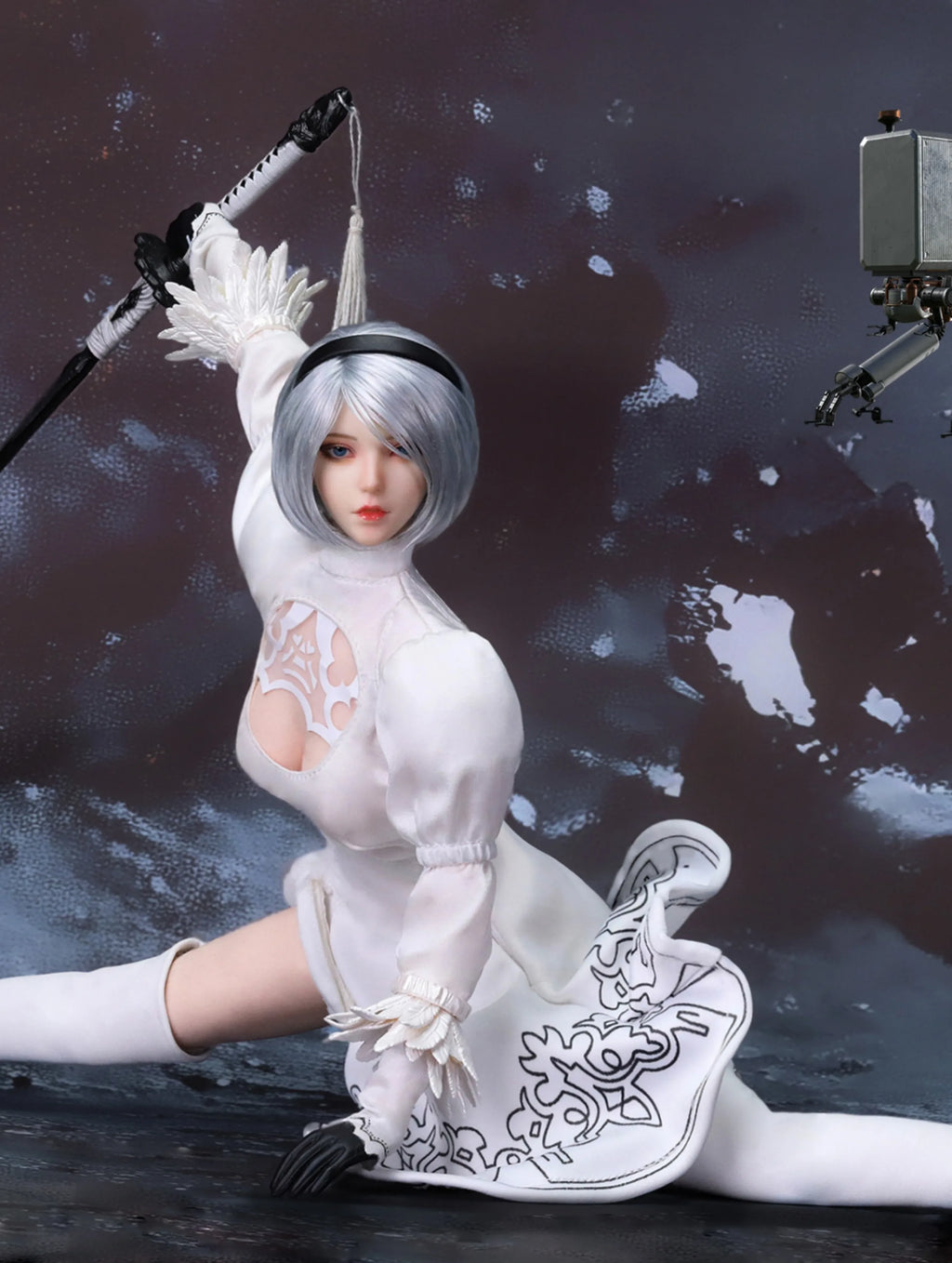 1/6 Scale 2B Girl Head Sculpt White Combat Clothing Set Model Fit 12'' Female Soldier TBL S10D Action Figure Body Doll