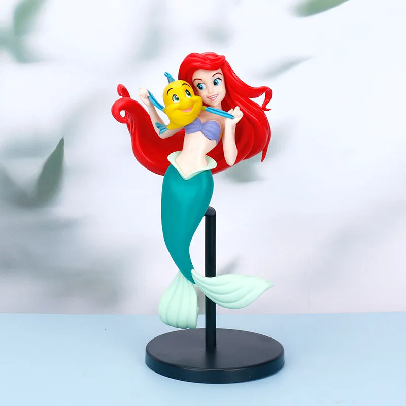 22cm Anime Disney Princess  Mermaid Ariel PVC Action Figures Model Car Cake Decorations Dolls Toys Kids Gifts