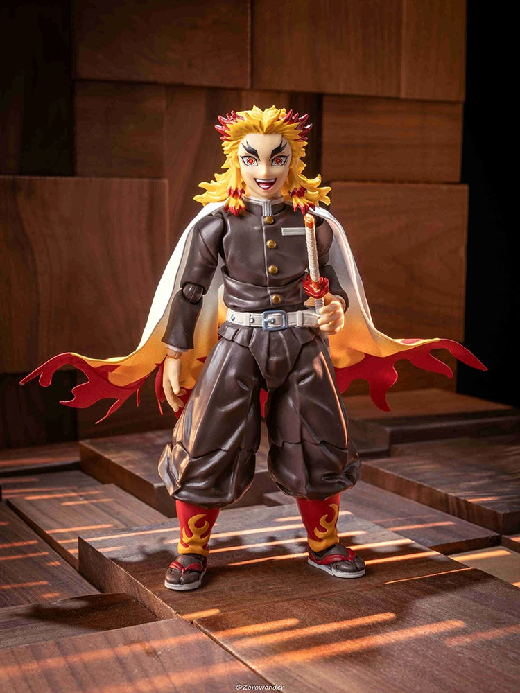 Rengoku Kyoujurou, Anime-Soldat im Maßstab 1/12, Mini-Spielzeug, weiß-roter Umhang, Zubehör für 6-Zoll-Anime-Demon-Slayer-Figur, Dekoration