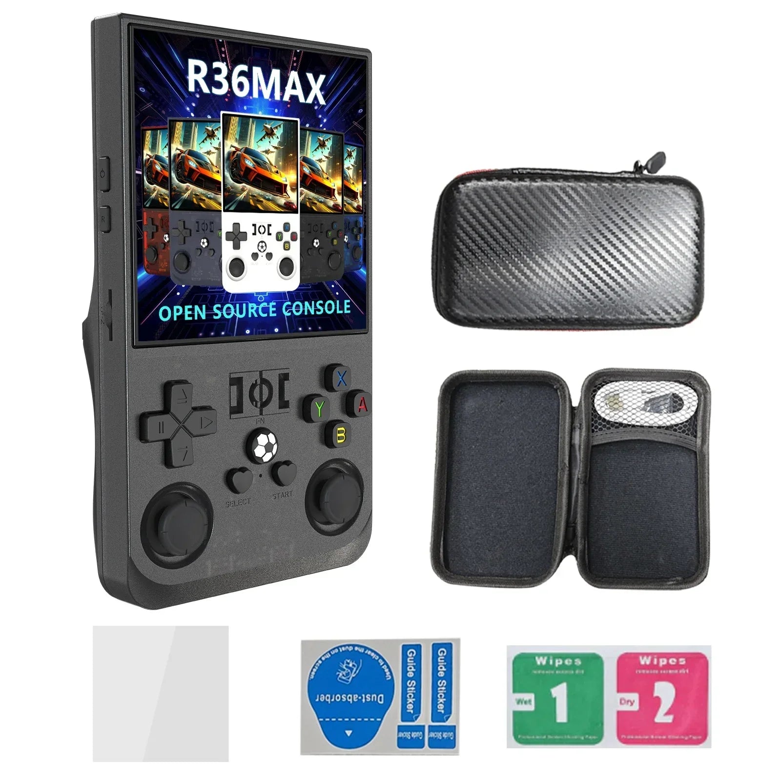 R36 Max Console Handheld Game Players 4inch IPS Screen Open Source Console Retro Pocket Video Player 64G/128G Up to 22000+ Games