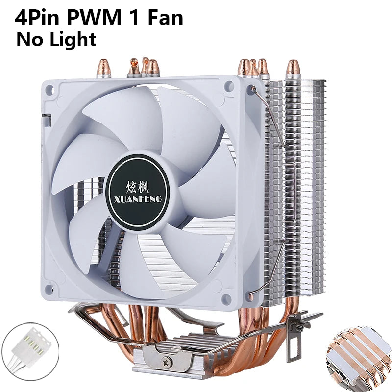 XUANFENG CPU Cooler Fan Computer x79 x99 Processor 2/4/6 Heat pipe 4pin/PWM Compatible LGA2011-3 2066 115x 1200 1700 AMD AM4 AM5
