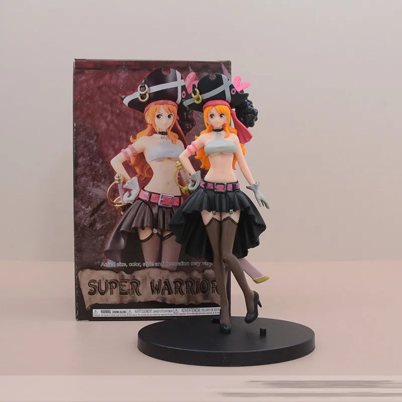 19CM Аниме One Piece Nami Черни дрехи Екшън фигурка ONE PIECE FILM RED Обличане Фигурка PVC Колекционерски Модел Играчка Детски Подарък