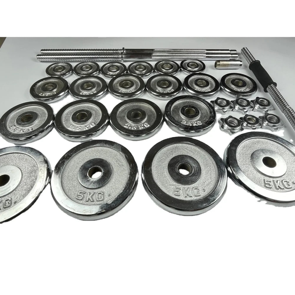 Fabrik Großhandel Langhantel Galvanik Hantel Set Gym Kommerzielles freies Gewicht Krafttraining Gusseisen Hantel Set