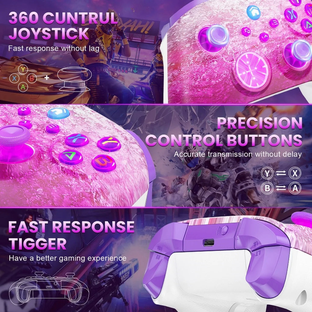 Wireless Controller for XBox One/Series S/X/PC Console Gamepads Dual Vibration Game Joystick W/ RGB Hall Effect 6-Axis Gyro FUNC