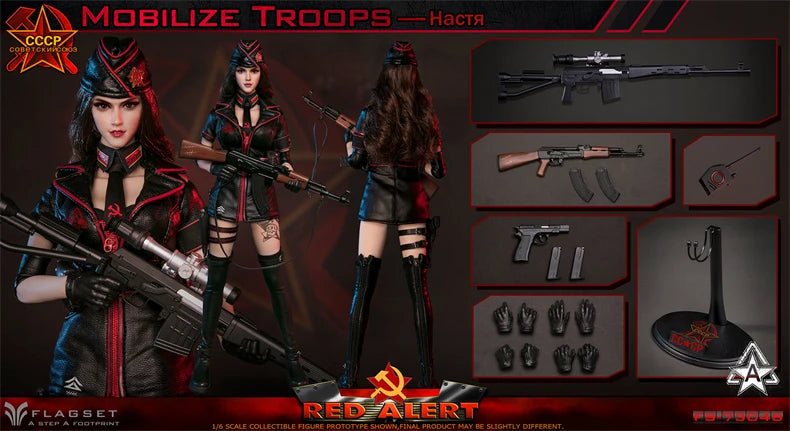 In Stock Flagset Fs-73048 1/6 Red Alert Soviet Sniper Action Figure 12'' Female Soldier Action Figurine Full Set Model Gift