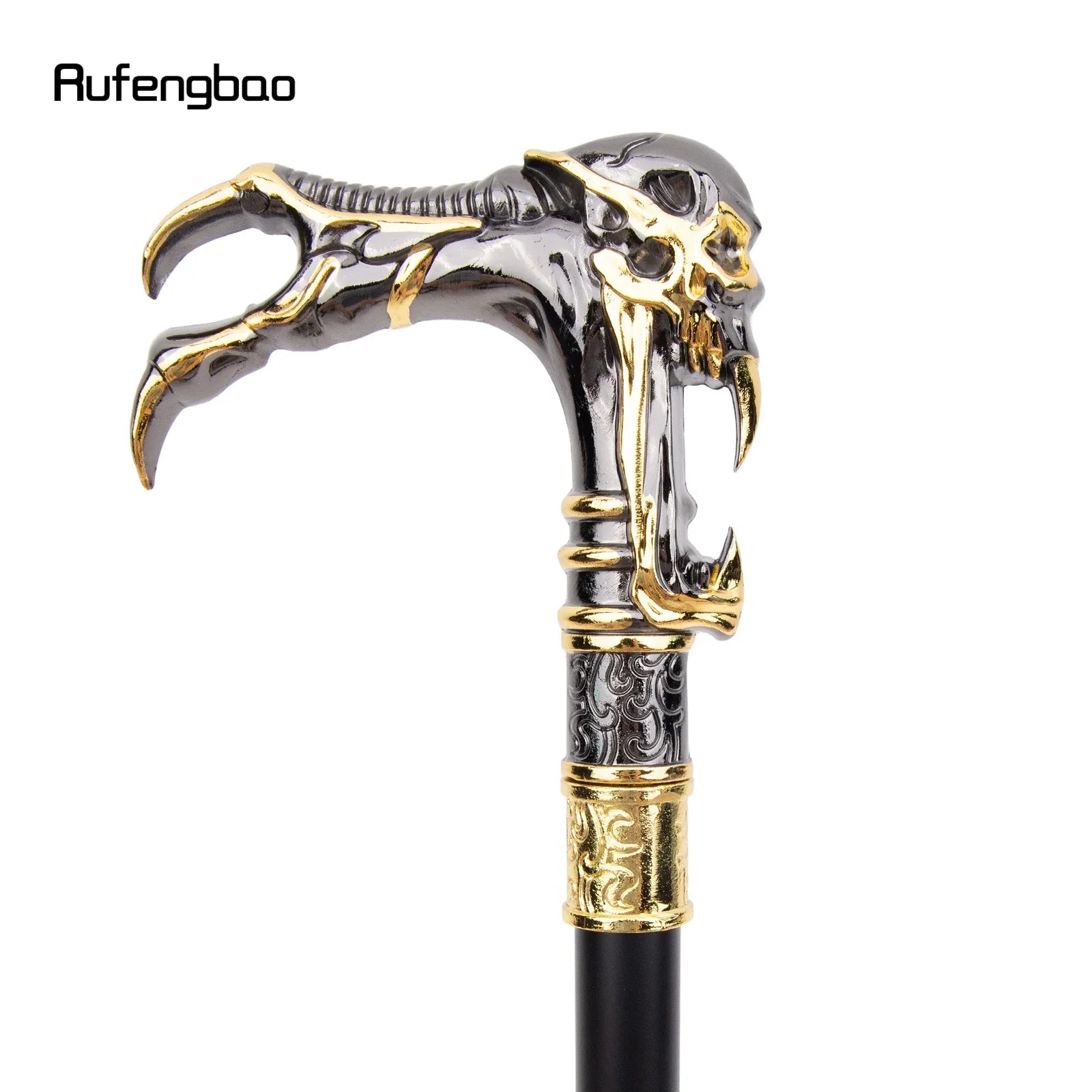 Golden Black Ghost Skull Head Fashion Walking Stick Decorative Vampire Cospaly Vintage Fashionable Cane Halloween Crosier 93cm