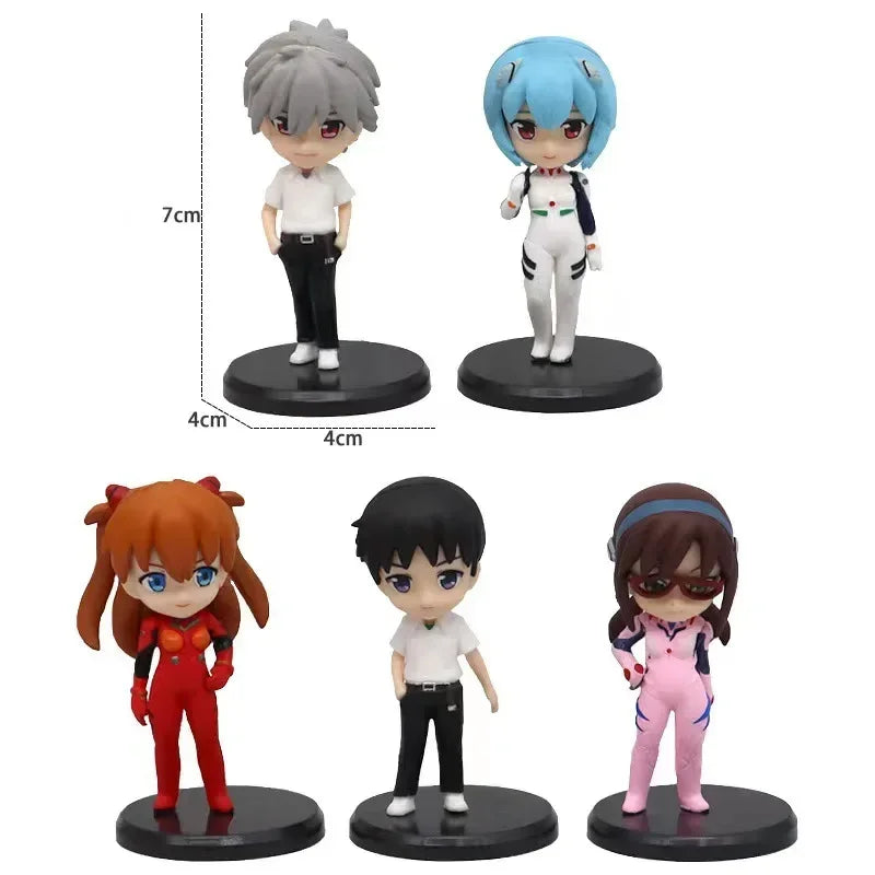 5pcs Anime EVA Ayanami Rei Action Figures NEON GENESIS EVANGELION Asuka Langley Soryu Makinami Figure PVC Ornaments Model Toys
