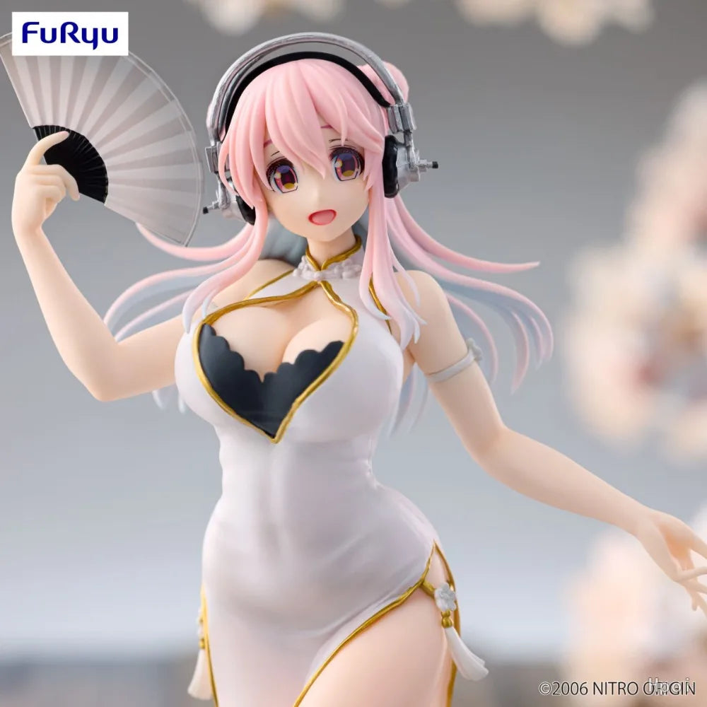 In Stock FuRyu Original Genuine Super Sonico Trio-Try-iT Figure White Chinese Dress Ver. Cheongsam 21cm Collections Model Toys