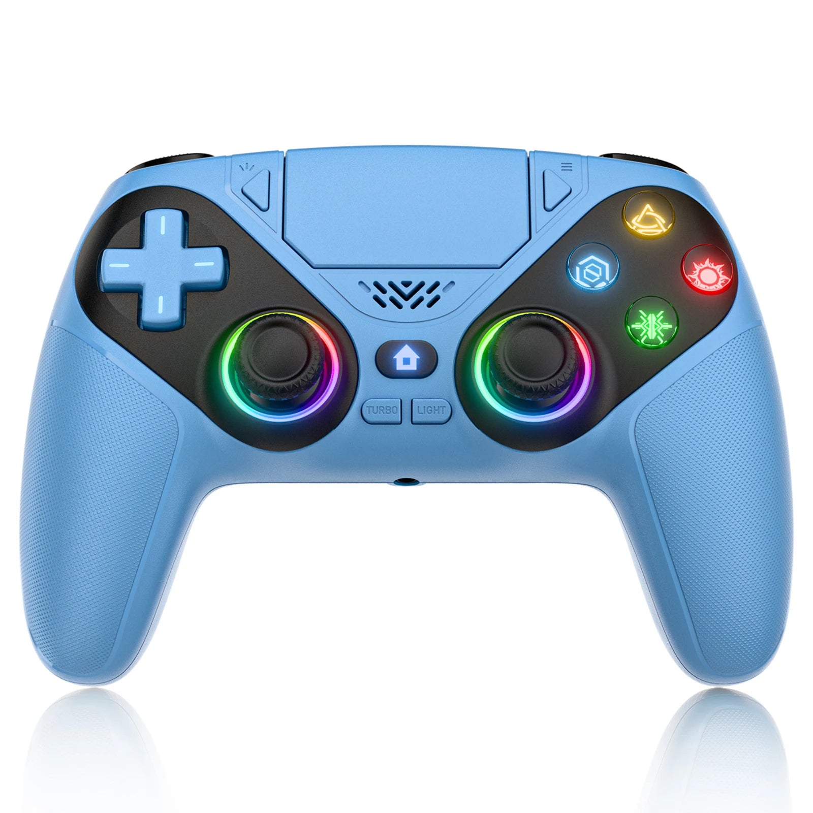 GAMROMBO Wireless Controller for PS5/Playstion 5 Pro/Slim/PC Console W/ RGB Dual Vibration Marco/Turbo Function 3.5mm Audio Jack