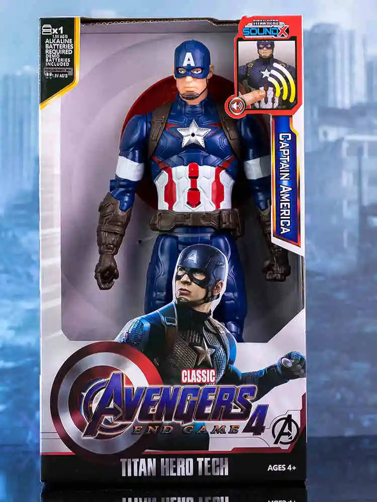 30cm Hot Marvel Avengers Toy Thanos Hulk Spiderman Iron Man Captain America Thor Black Panther With Sound And Light Action Toys