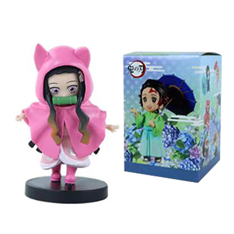 Demon Slayer Plum Rain Series Blind Box Nezuko Tanjiro Q Version PVC Figures Mystery Pack Birthday Christmas Gift