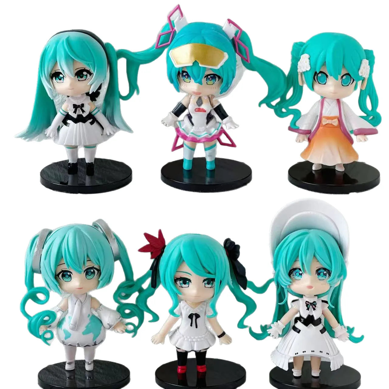 hatsune miku Q version figure cute anime girl model MIKU doll toy desktop gashapon ornament anime peripheral birthday gift 6pcs