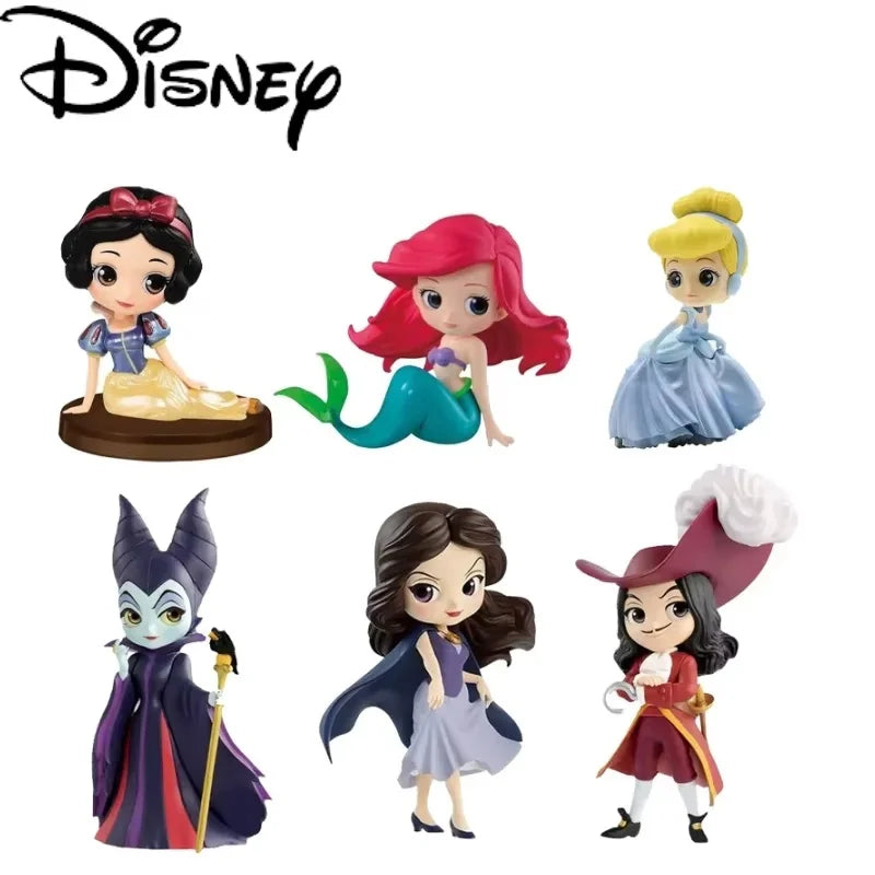 Bandai Original Disney Anime Figure Sitting Villain Doll Q Version Kids Toys Home Decoration Girl'S Birthday Model Toys Gifts