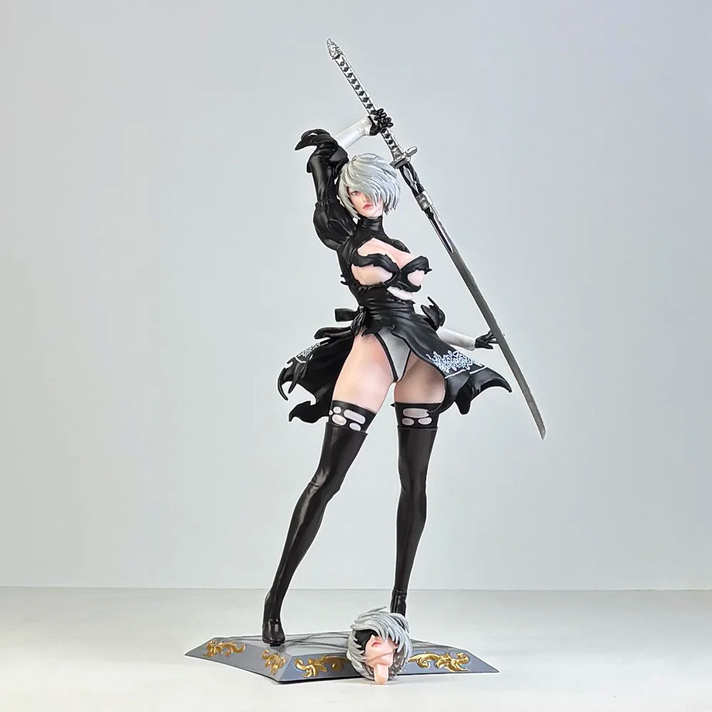 32 cm NieR: Automata Pod YoRHa Nr. 2 Typ B 2B zwei Köpfe PVC-Actionfigur Anime-Figur Modell Spielzeugsammlung Puppengeschenk