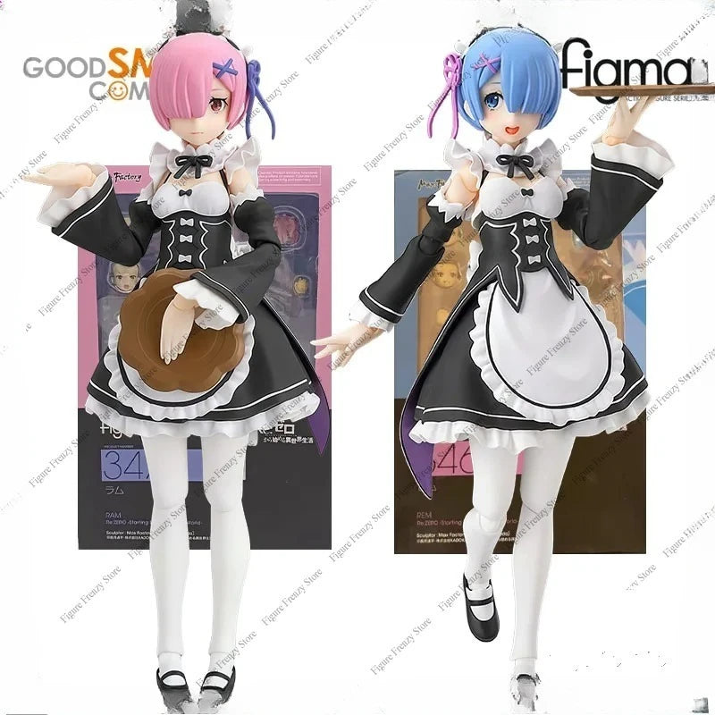 Special Offer GSC Original FIGMA Lahm and Rem 130mm Anime Action Figures Set Collectible Toy for Boys Christmas Gift
