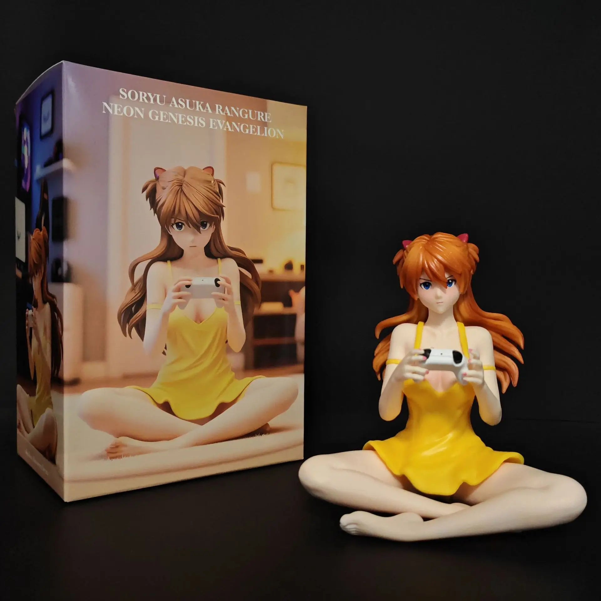 Anime Figure Asuka Langley Soryu Sitting Pose Pretty Girl Pvc Model Desktop Ornament For Adult Anime Collection Decoration