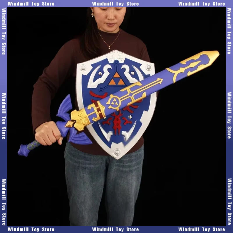 The Hyrule Fantasy Weapon Zeldas Master Sword Hylian Shield 80cm Game Periphery PU Samurai Sword Weapon Model Cosplay Gifts Toys