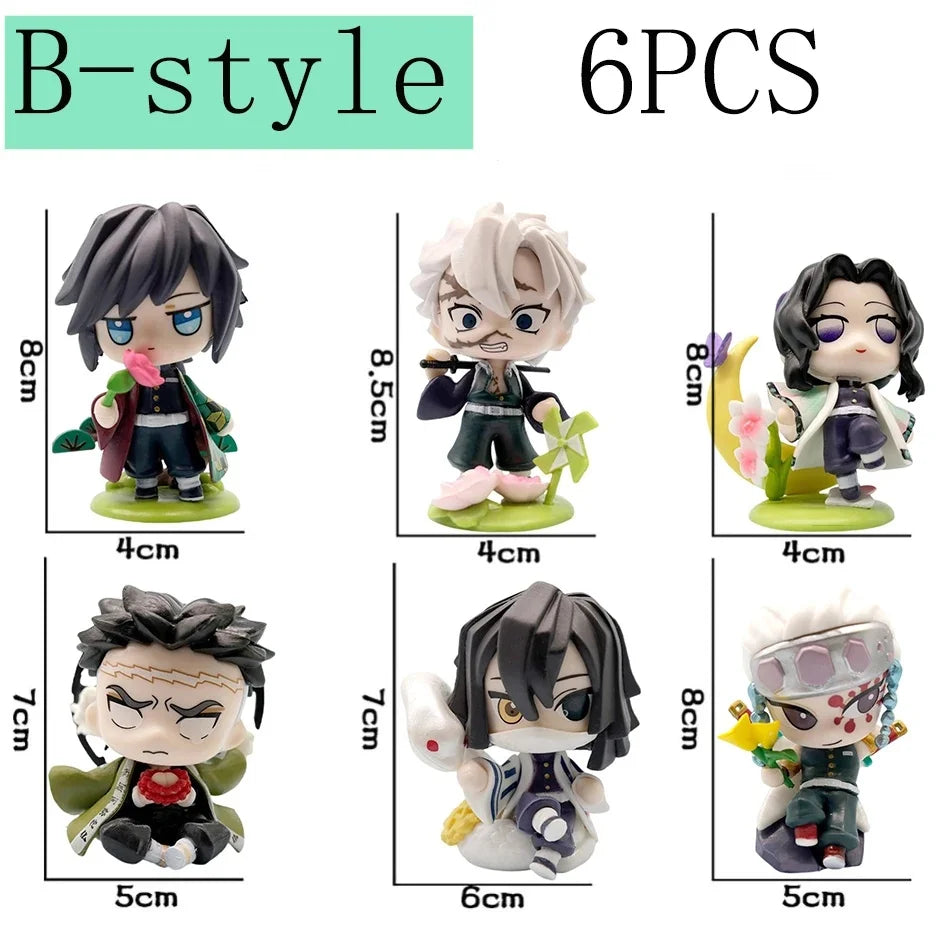 12 Styles Demon Slayer Anime Figure Set Q Version PVC Collectible Model Toy for Kids Adults Anime Fans Gift