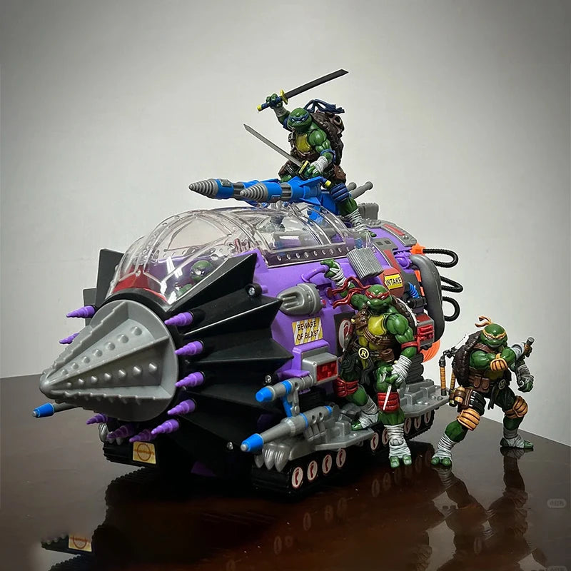 Нов оригинален Caixing 1990 Tmnt Костенурките нинджа Аниме превозно средство Вариация на Land Cruiser Транспортен модул Фигурки Модел играчка Подарък по поръчка