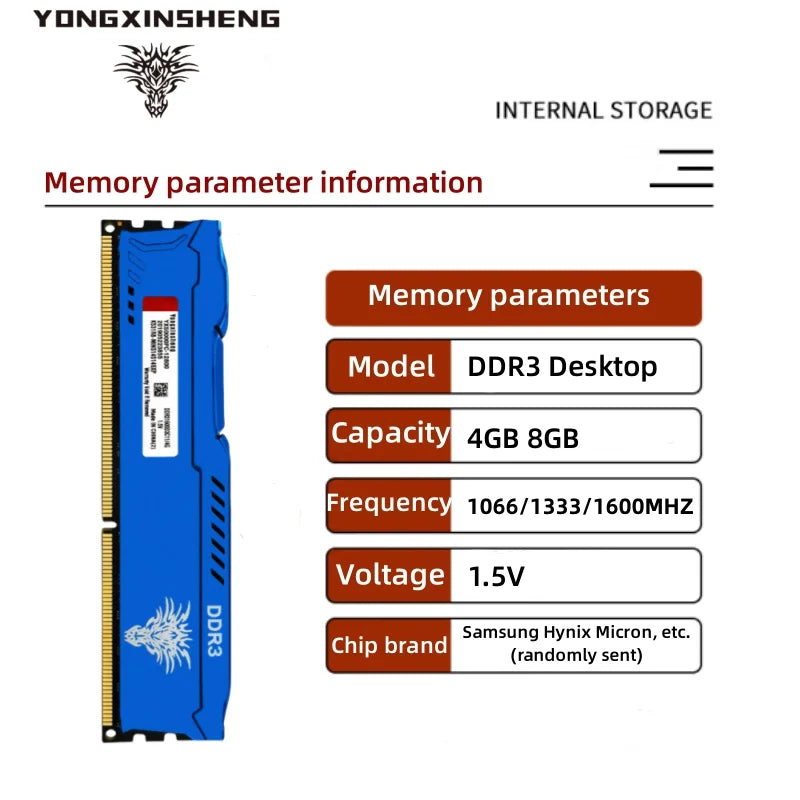 DDR3 4GB 8GB 1600MHz PC3-12800 240Pin CL11 DIMM настолен компютър охлаждане жилетка памет 1.5V RAM компютърни части памет на склад в САЩ