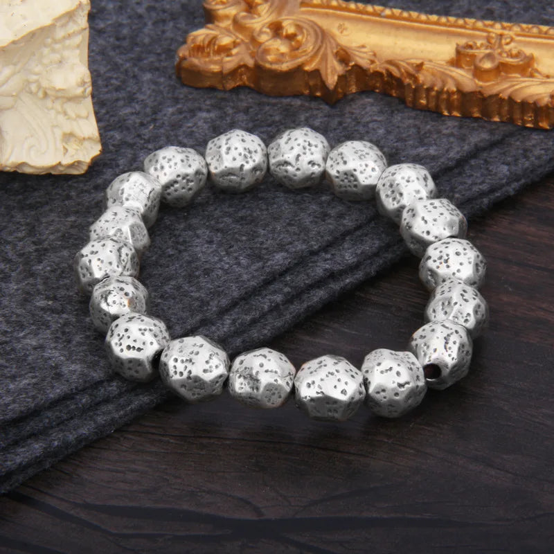 Bracelet Bangle Pure Money 925 Sterling Silver Irregular Bead Vintage Luxury Brand Fine Jewelry Man Woman 2024 New In Festoon B2
