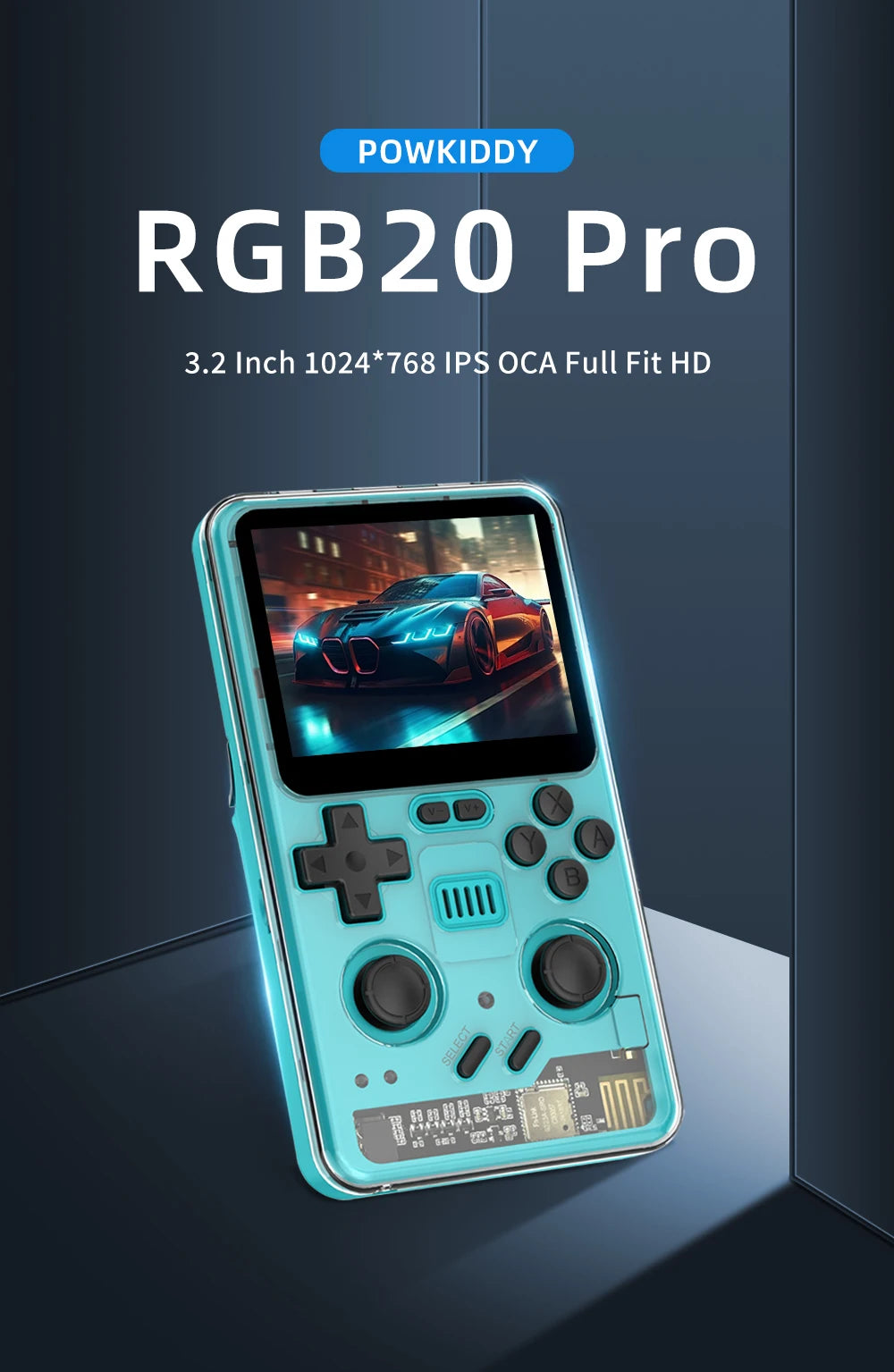 POWKIDDY RGB20PRO Retro Handheld Gaming Console 3.2-inch IPS Screen Built-in WiFi 2.4G + Bluetooth Linux System Cheap Kids Gifts