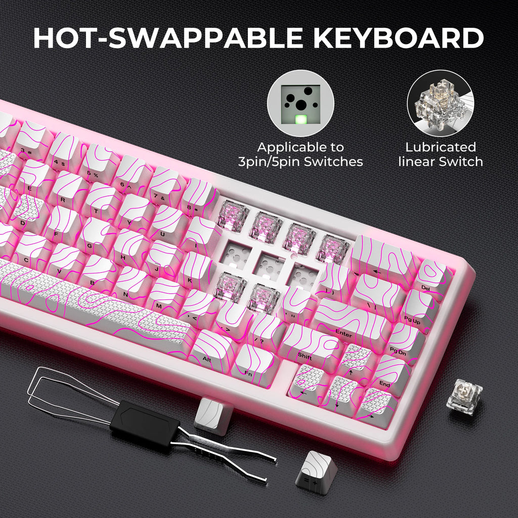 XVX M67 JadeStone Mechanical Keyboard With IMD-Tech Keycaps Hot Swappable Gasket Design Tri-Mode Custom RGB Backlight Keyboard