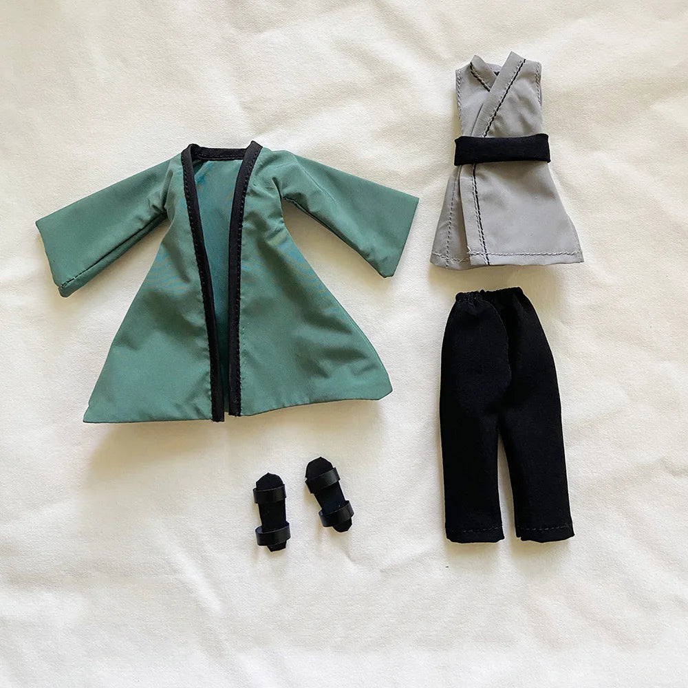 1/12 Мащаб, платнена роба, жилетка, панталони и обувки, комплект дрехи за 6-инчова екшън фигурка CF