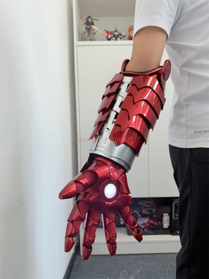 Marvel 1/1 Iron Man Autoking Mk5 Mecha Arm Helmet Remote Voice Control Ironman Automatic Helmet With Led Light Figure Boys Gift