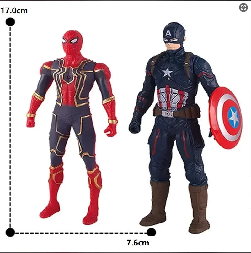 Avengers Spiderman Iron Man Hulk Captain America Collectible Superhero Action Figure Toy Luminous Hand Movable Kids Charm Gifts