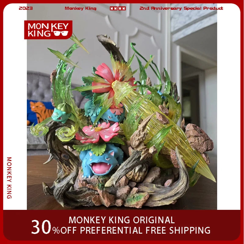 38cm Pokemon Action Figure Bulbasaur Family Luminescent Anime Collection Model Desktop Ornaments Festival Gift Children Toys