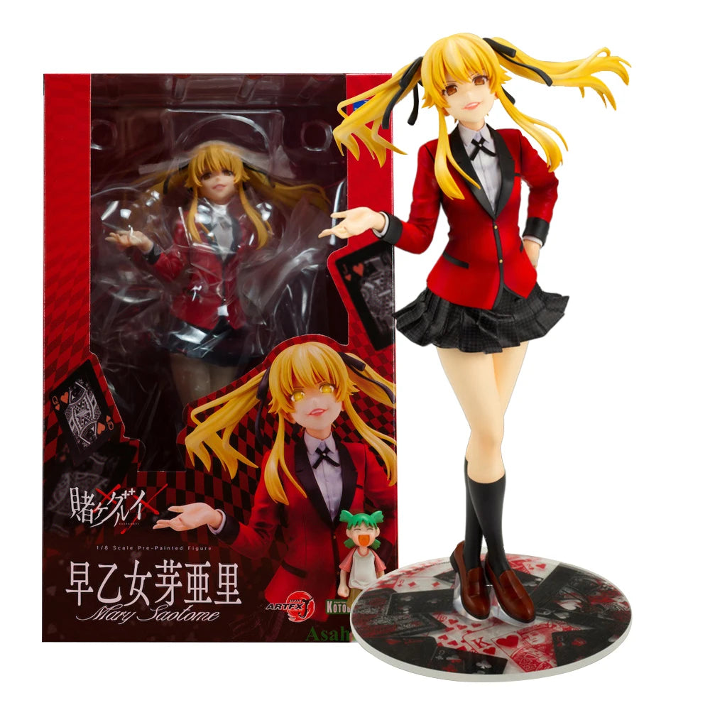 24CM Anime Kakegurui Twin Meari Saotome Figure Standing Model Toy Gift Collection Replaceable Face PVC Action Figure