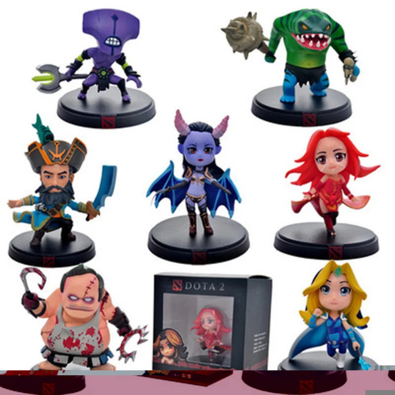 Dota 2 Actionfiguren-Set: Jakiro, Shadow Fiend, Snapfire, Earthshaker, Drow Ranger, Rubick, Treant, PVC Q Version, 10 cm Spielzeugpuppe