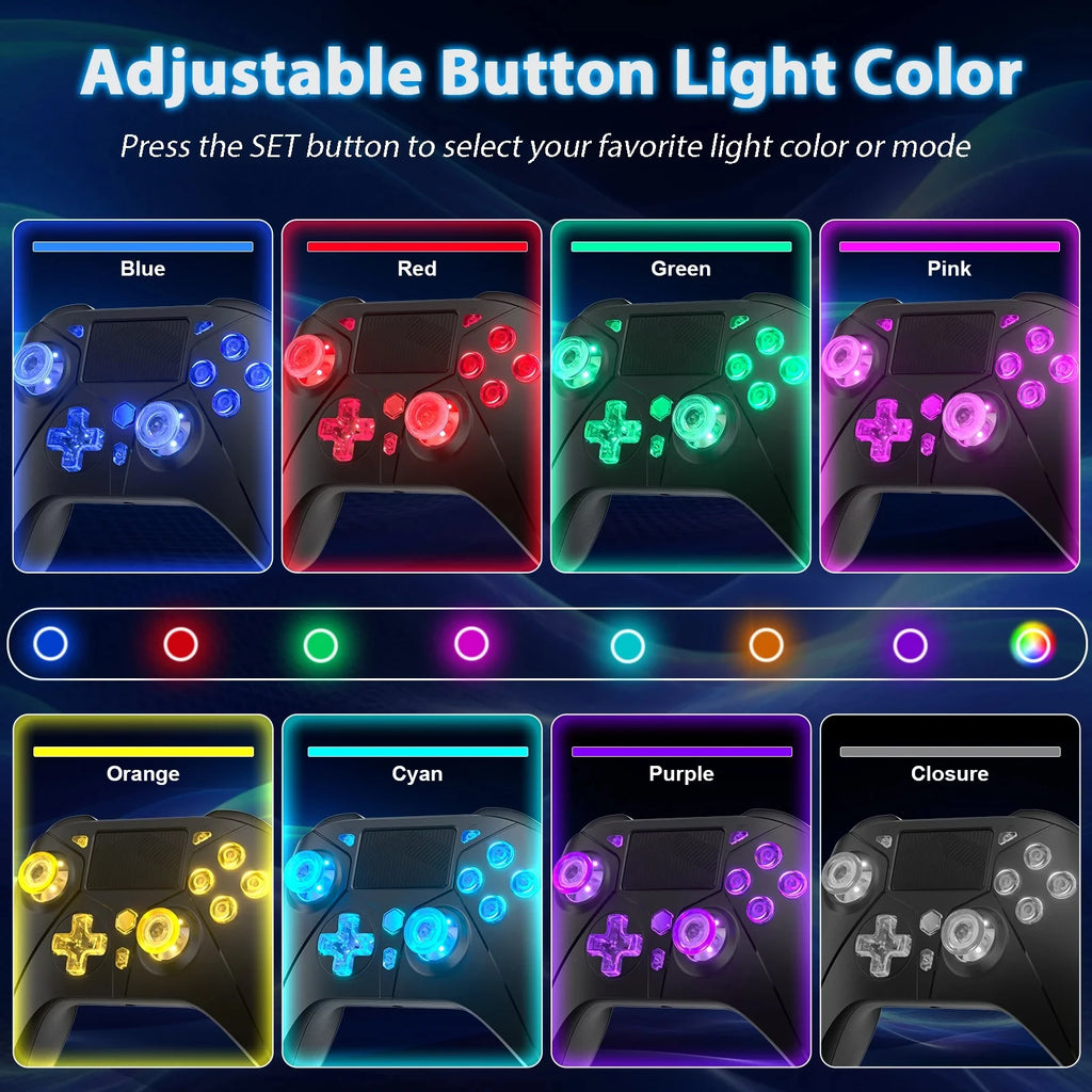 Wireless Controller for PS4 consolas , Compatible with Ps4 /Slim/Pro/ PC,gamepads Support Turbo Function with RGB Button Light