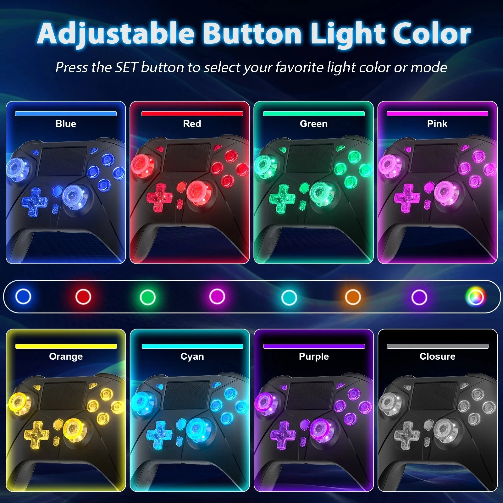 Wireless Controller for PS4 consolas , Compatible with Ps4 /Slim/Pro/ PC,gamepads Support Turbo Function with RGB Button Light