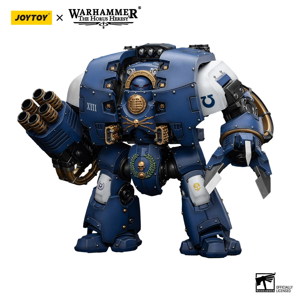 JOYTOY Warhammer 30K Action Figures Ultramarines Leviathan Dreadnought with Cyclonic Melta Lance And Siege Claws Model