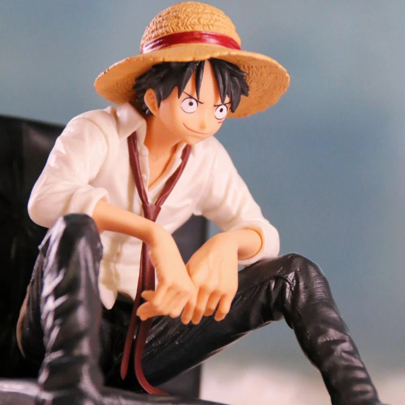 12cm One Piece Anime Figure Luffy Sitting Position Action Figure PVC Model Collection Statue Figurine Doll Toy For Birthday Gift