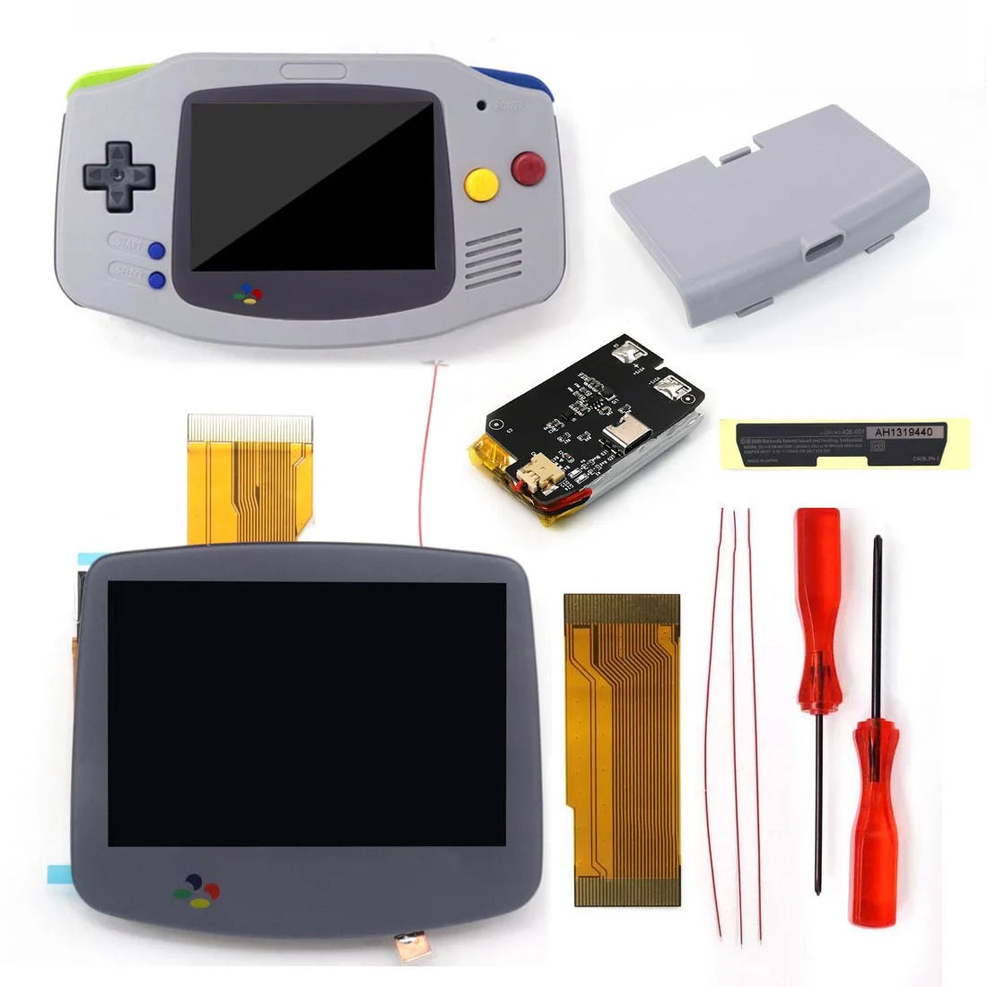 GBA V5 Laminated IPS LCD Backlight KIT Built-In Rechargeable 1800mAh Lithium Battery Type-c Port For Gameboy Adavance GBA Shell