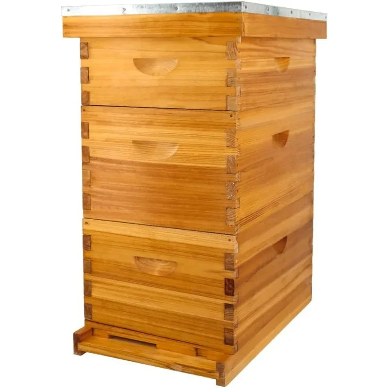 Complete 8 Frame Beehive Kit with Beeswax Coating, Includes Frames and Foundation Sheets for All Beekeeping Levels