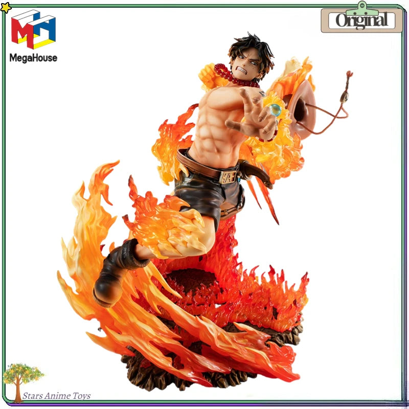 Original MegaHouse Portrait.Of.Pirates ONE PIECE PORTGAS.D.ACE NEO-MAXIMUM Anime Figure Collection Ornament