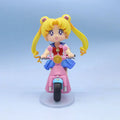 13cm Sailor Moon Anime Figure Q Version Tsukino Usagi Ride A Bike Figurine Collection Desktop Decor Ornament Doll Kids Toy Gift