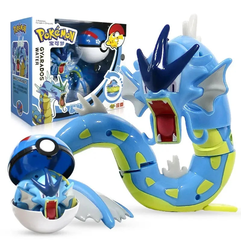 Pokemon Action Figure Transformer Doll Pokeball Figurine Poke Ball Deform Pikachu Greninja Lucario Mew Snorlax Lapras Kids Toy