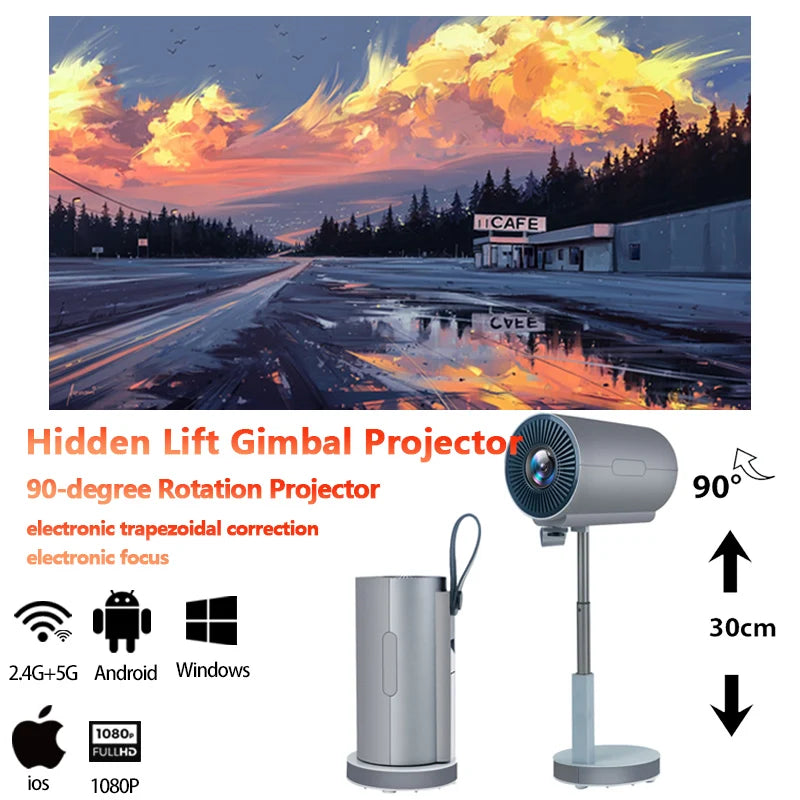 2025 NEW Android 13.0 Mini Projector 4K with Native 1080P 500 ANSI  Electric Focus Home Projector with Foldable Stand