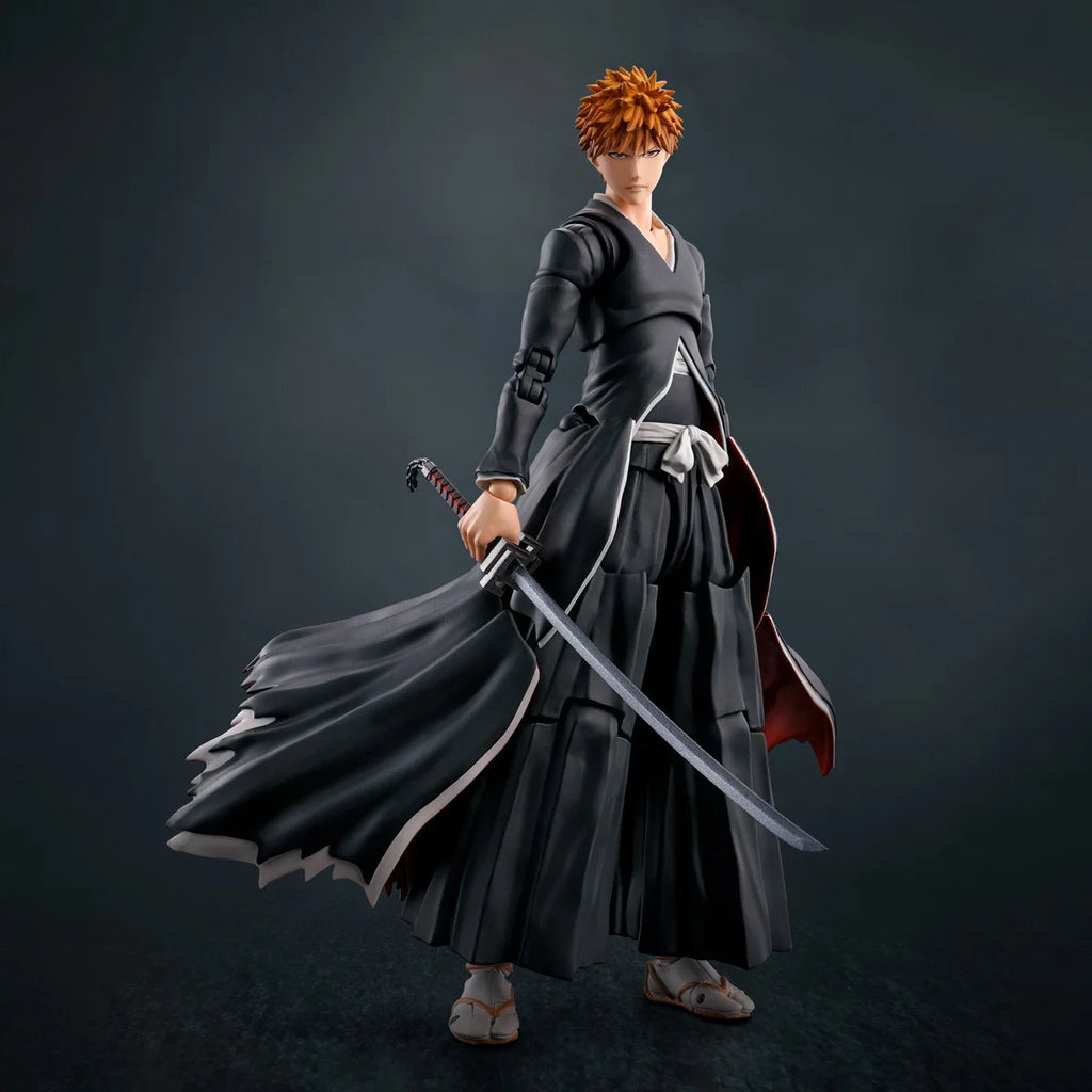 In Stock BANDAI Bleach SHT Kurosaki Ichigo Getsuga Tensho Joints Movable Original Model Kit Action Figure Toy Gift Collecting
