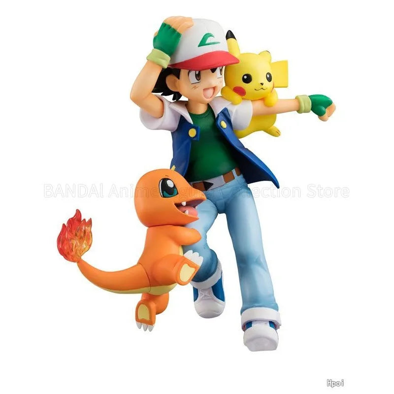 Hot Sale Original MegaHouse G.E.M.Series Pocket Monster THE ORIGIN SATOSHI&PIKACHU & HITOKAGE 1/8 Limited Edition Model Statue