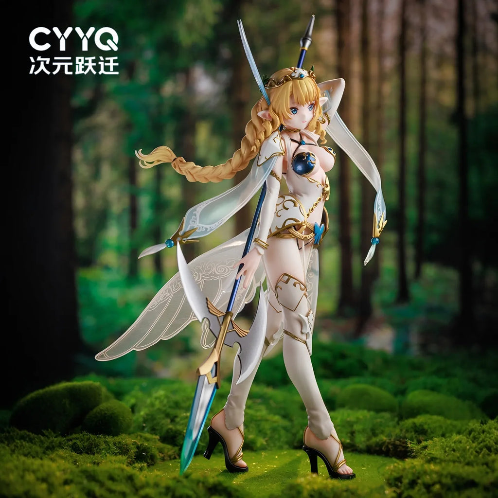 Anime Figure Lincia Elf Village Third Villager Long Halberd Beautiful Girl Two Dimensional Collectible Desktop Ornament